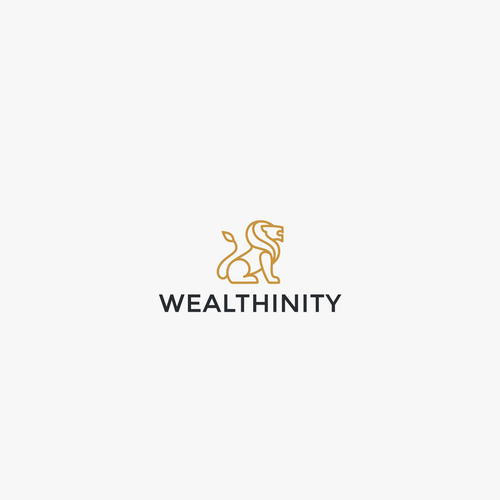 Wealth logo with the title 'Monoline lion logo'