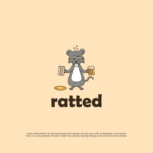 Drinking design with the title 'Ratted'