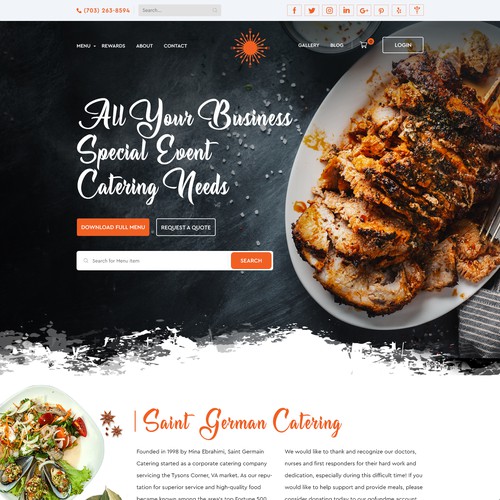 Homepage design with the title 'Saint Germain Catering'