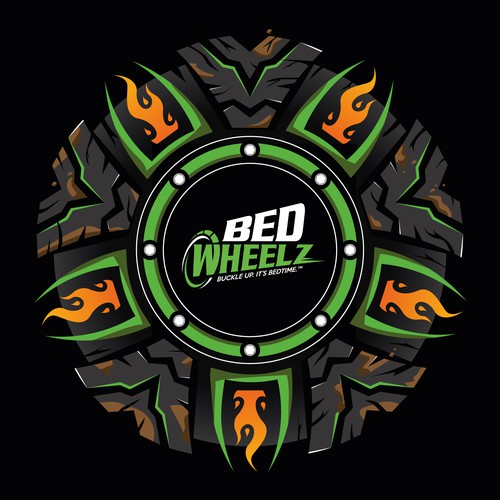 Symmetry design with the title 'Bold Сartoon Monster Truck Wheel.'