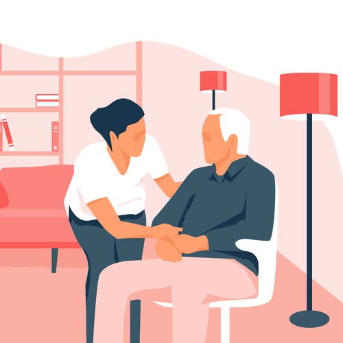 Vector artwork with the title 'Nursing home'