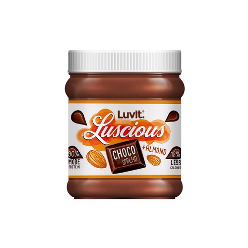 Chocolate label with the title 'Label design for choco and almond spread'
