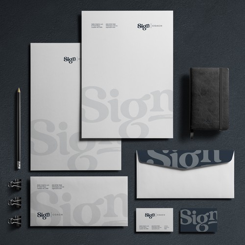 Stationery brand with the title 'Logo Sign Coach'