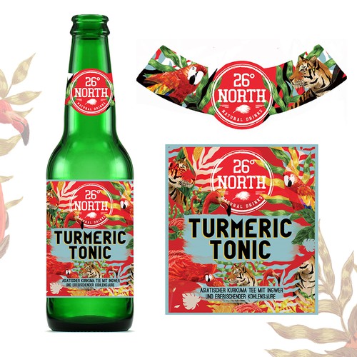 Beverage label with the title '26 North Label Design'