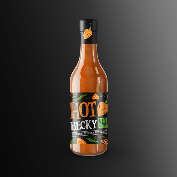 Hot sauce design with the title 'Hot sauce label design'