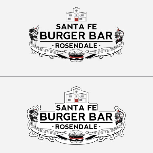 Alligator logo with the title 'Logo Concept for Santa Fe Burger Bar - Final Pass 2'