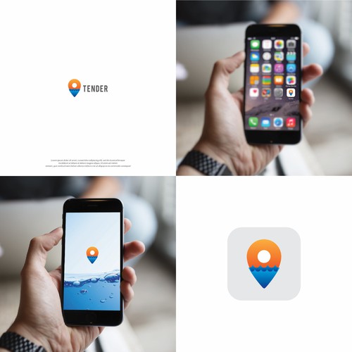 Location pin logo with the title 'Logo design for Tender-App'