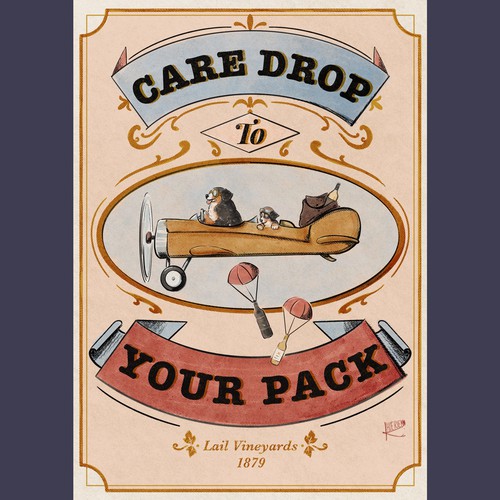 Vintage artwork with the title 'Vintage illustration for wine company'