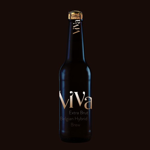 Craft beer label with the title 'Bottle design for a new Belgian Hybrid Brew with an expensive, stylish though eye catching look'
