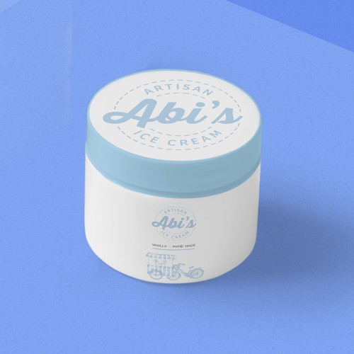 Ice cream label with the title 'Abi's Ice Cream Hand Made pot'
