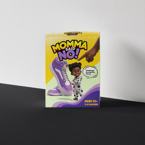 Card game design with the title 'Momma Said No! - card game'