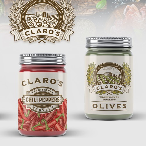 Traditional label with the title 'CLARO'S Traditional Italy food'