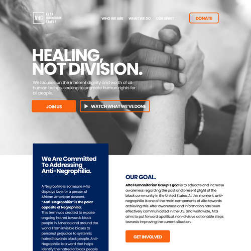 Nonprofit website with the title 'Bold and simple website design for community'