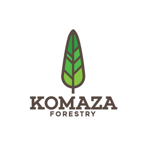 Corporate identity logo with the title 'Modern Forestry Logo Design for Komaza'