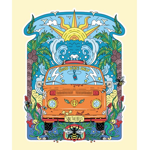 Bee design with the title 'SAVE THE BEES T-shirt Design'