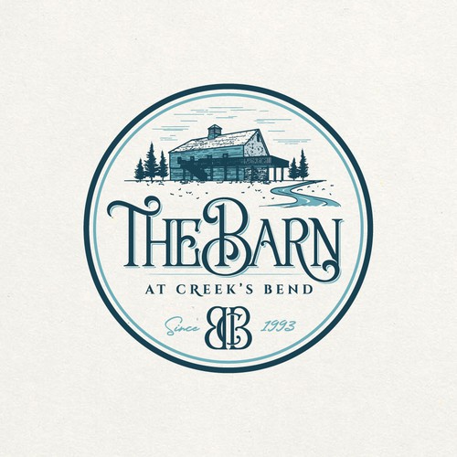 Wedding logo with the title 'Sophisticated and Elegant Logo for The Barn at Creek's Bend'