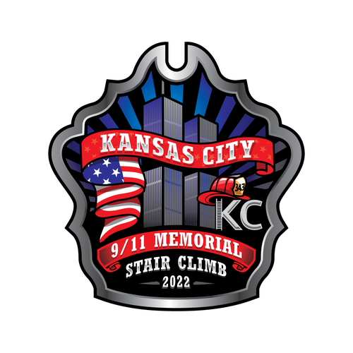 American flag logo with the title 'Kansas city 9/11 memorial stair climb'