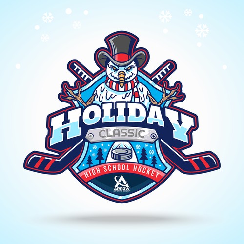 Tournament logo with the title 'Hockey Snowman Concept Logo'