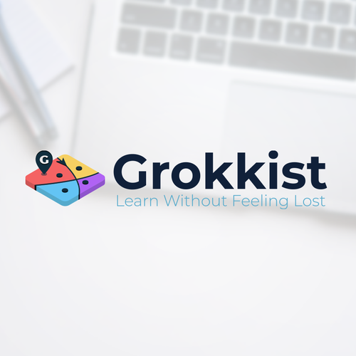 Navigation design with the title 'Grokkist Logo Design'
