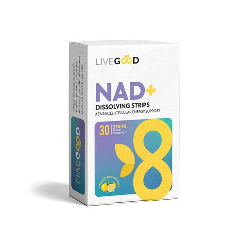 Energy packaging with the title 'NAD+ Energy & Longevity Supplement Packaging Design'