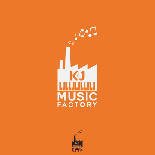Music production logo with the title 'music factory logo design'
