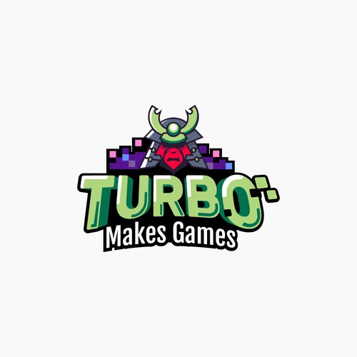 Video game logo with the title 'Turbo Makes Games'