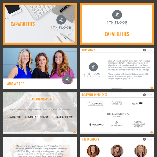 Orange design with the title 'Remade Presentation for a Digital Agency More Inline with their New Branding'