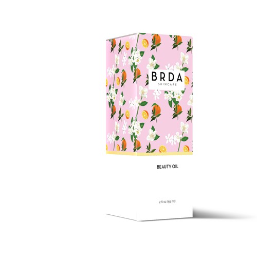 Orange packaging with the title 'Floral package design'