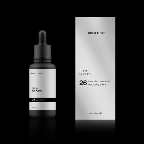 Serum packaging with the title 'Skincare line'