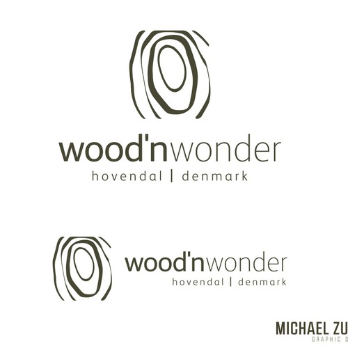 Ring logo with the title 'Wood'n Wonder  -  hovendal / denmark Branding'