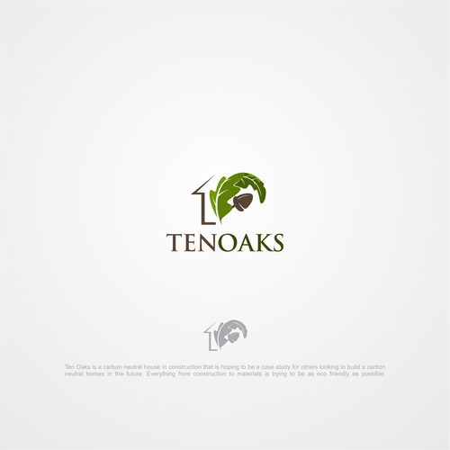 Oak tree design with the title 'Ten Oaks - A logo for a evolutionary new house.'