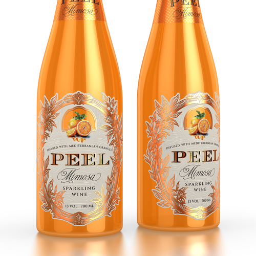 Label with the title 'Peel, Mimosa Spakling Wine.'