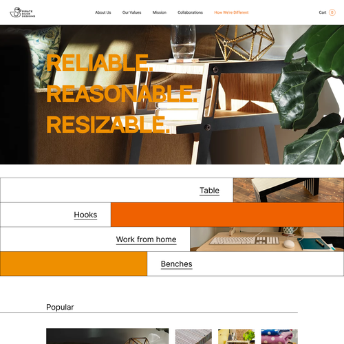 Concept website with the title 'Furniture company home page'