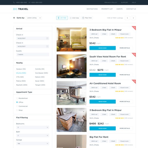 Property website with the title 'Property Listing Page'
