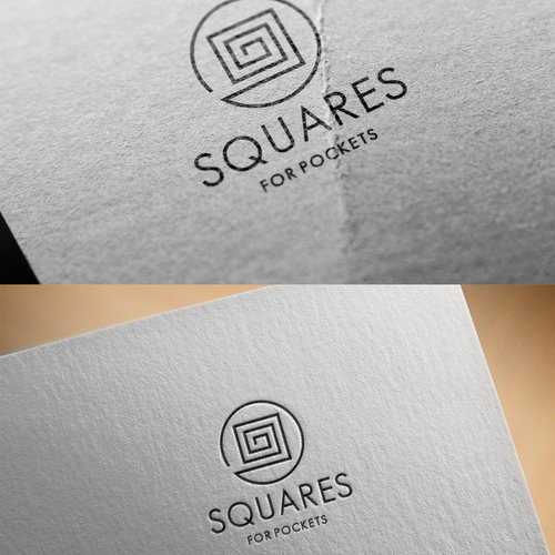 Stylized logo with the title 'squares for pocket, man accessory company '