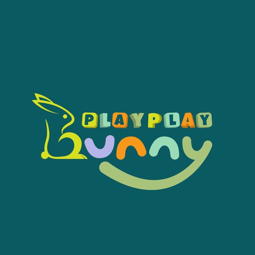 Bunny logo with the title 'Play Play Bunny - Combination logo design'