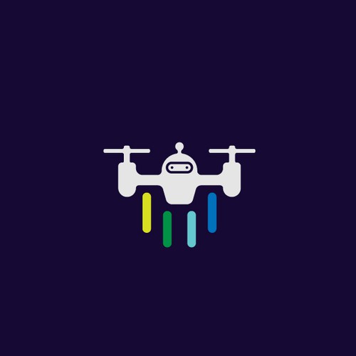 Quadcopter logo with the title 'playful and clean drone logo for dronbot production llc'