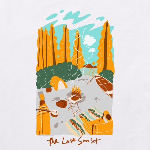Camping t-shirt with the title 'The last sunset'
