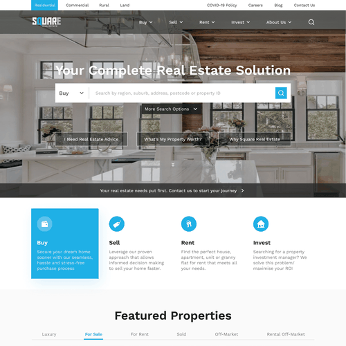 Property website with the title 'Design Concept for Premium Properties'