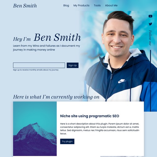 Portfolio website with the title 'Personal Website design'