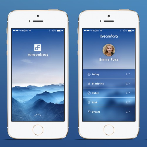 Inspirational design with the title 'App design for dreamfora'