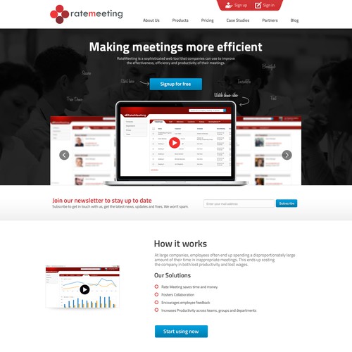 Meeting design with the title 'Guaranteed Contest: Design a homepage for RateMeeting'