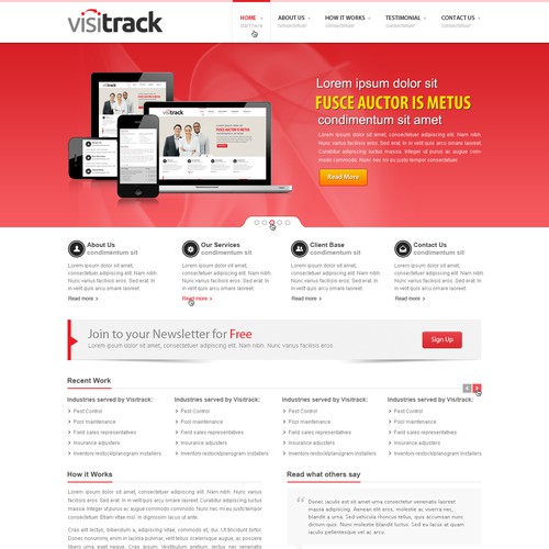 CRM design with the title 'website design for VisiTrack.com'