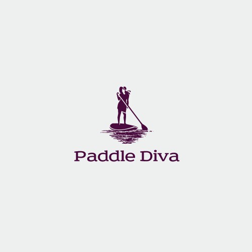 Logo with the title 'Paddle Diva, cool logo for stand-up paddle boarding business'