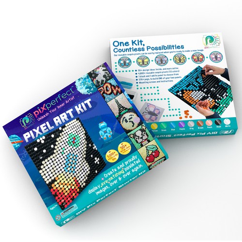 Sophisticated packaging with the title 'Modern and playful package design for Pixperfect'