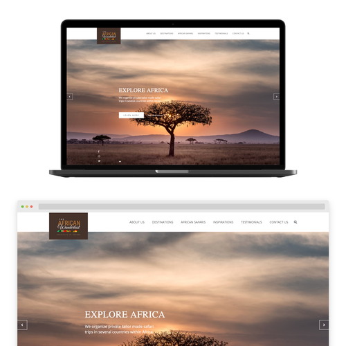 White website with the title 'African tourism agency website'