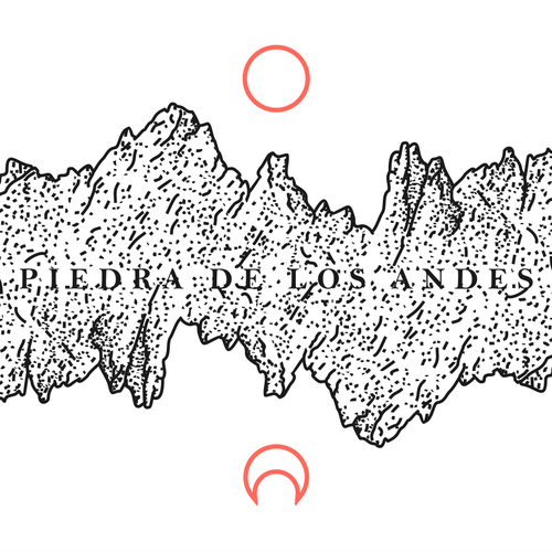 Mountain label with the title 'Piedra de Los Andes Label Design Concept'