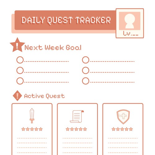 Planner design with the title 'One page planner RPG'