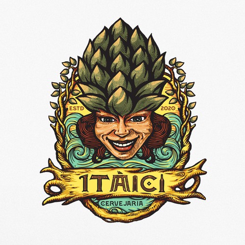 Hops logo with the title 'Logo design concept for Itaici brewery'
