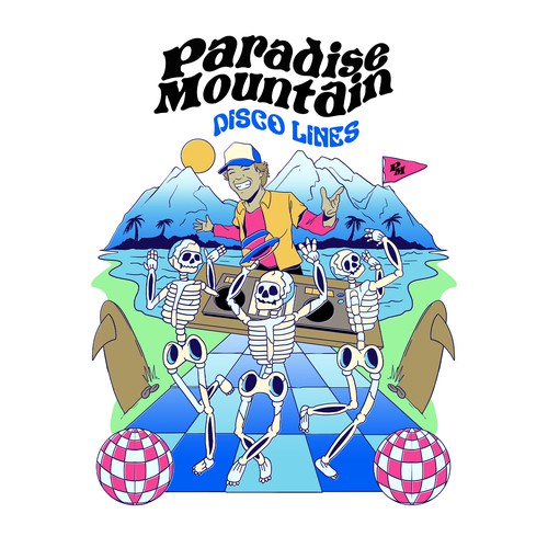 Graphic t-shirt with the title 'Illustration Concept for Paradise Mountain Tees'